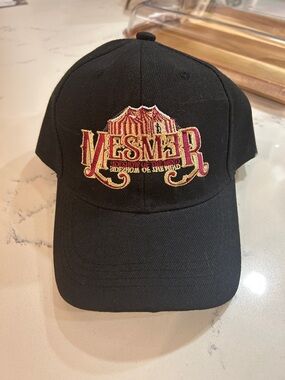 Black Baseball Cap with Gold & Red 'MESMER' Embroidered Logo Knotts Berry Farm